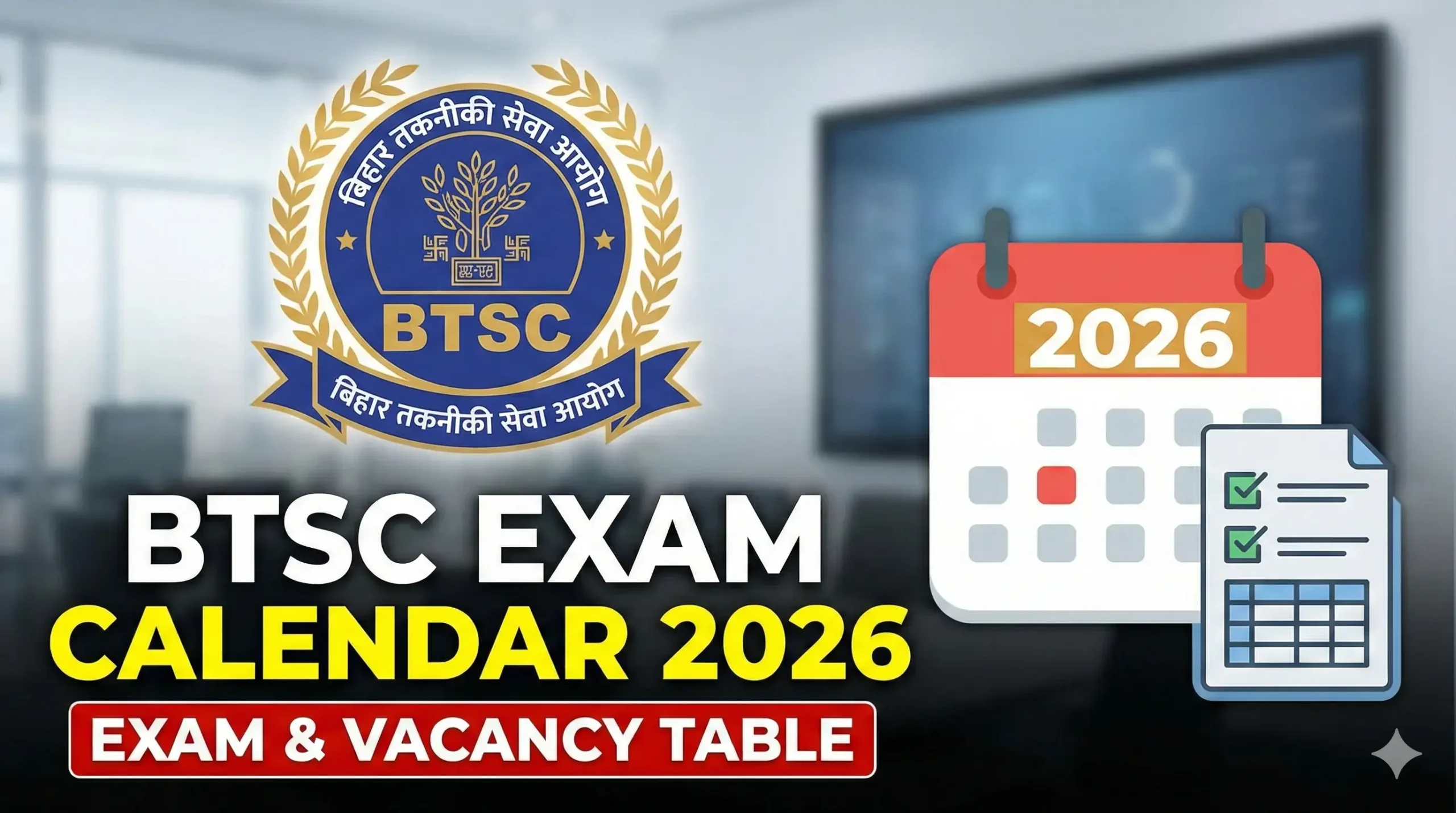 BTSC Exam Calendar 2026