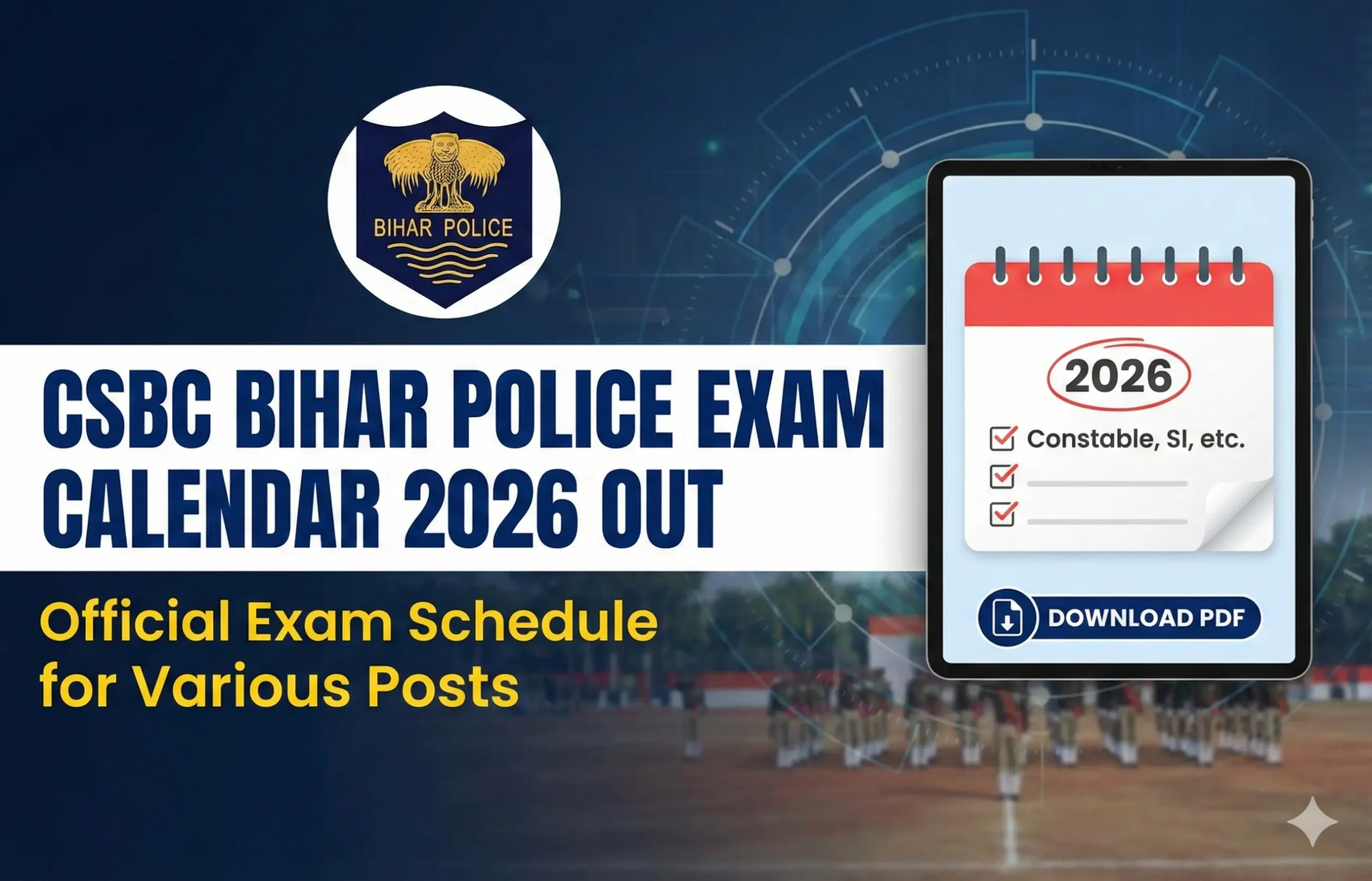 CSBC Bihar Police Exam Calendar 2026